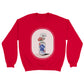 Sweatshirt crewneck rouge red, coton, polyester, illustration impression graphique numérique oeuvre d'art, digital art print, fleurs sauvages canette bière Pabst, wildflowers beer can, Oana Illustrations